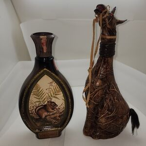 2 Decanters Perfect For Collectors!Beam's Choice & 45yo Italian Leather Decanter